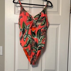 SHEIN Tropical Leaf Print Swimsuit XXL